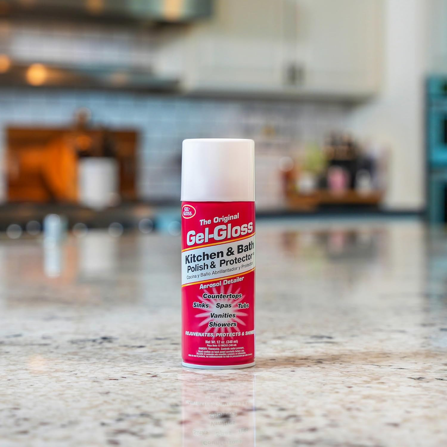 Gel-Gloss Kitchen & Bath Polish Aerosol | Carnauba Cleaner Wax Formulation | Rem