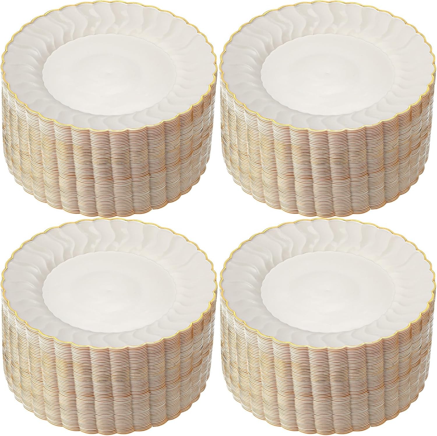 Havawish 90 Pcs Ivory Plastic Plates 10.25 Inch Disposable Dinner Plates with