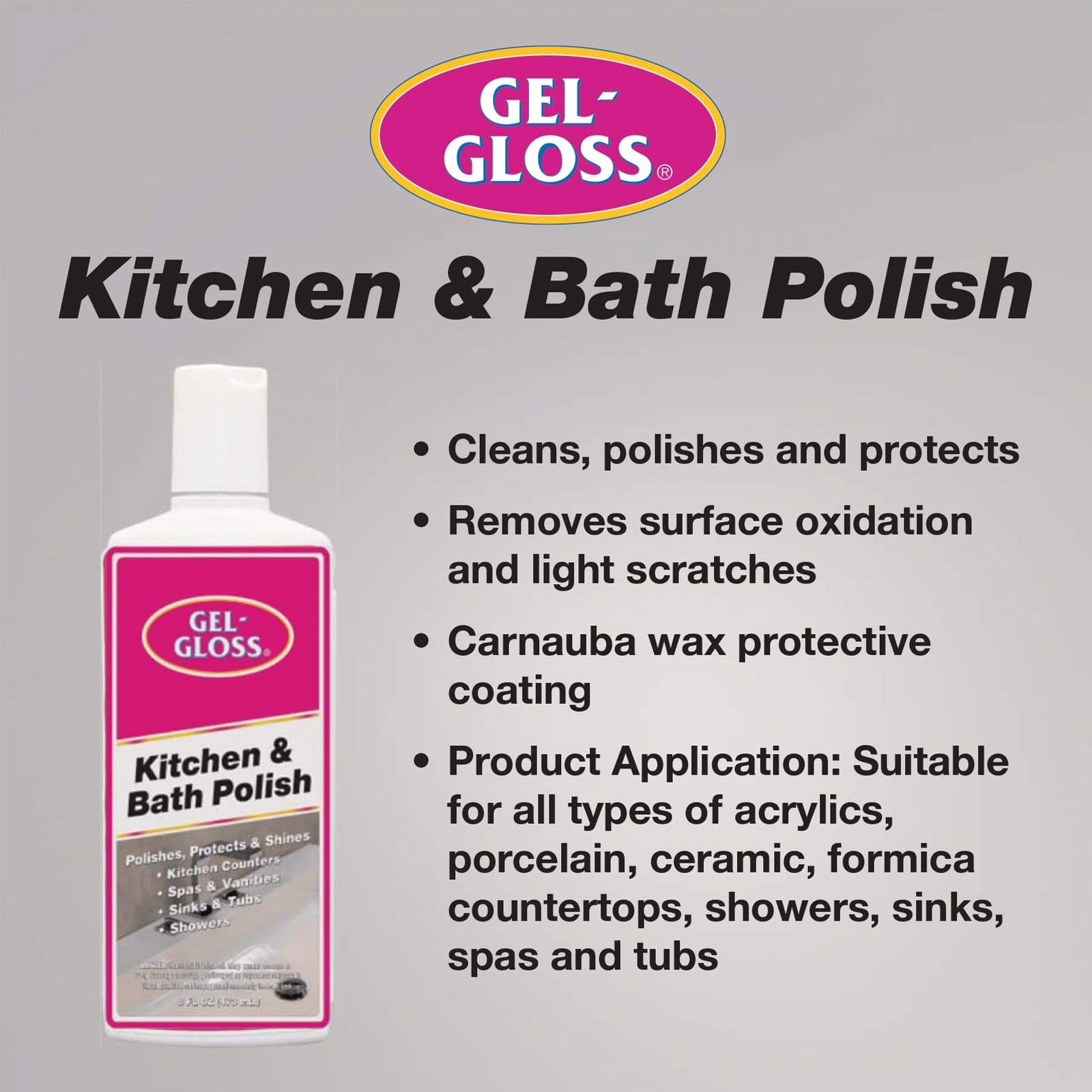 Industries Gel-Gloss Kitchen and Bath Cream Wax Polish, 8 Fluid Ounces -GG-8
