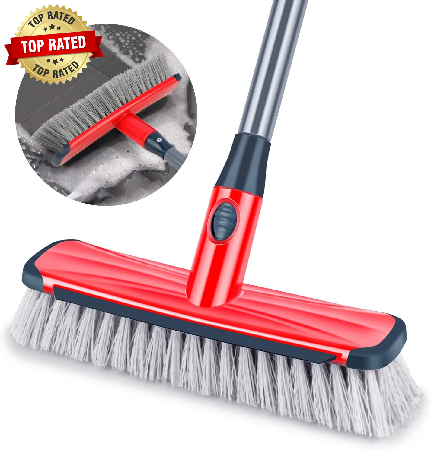 Floor Scrubber with Long Handle 2 in 1 Scrubbing Brush Stiff Bristle Shower Clea