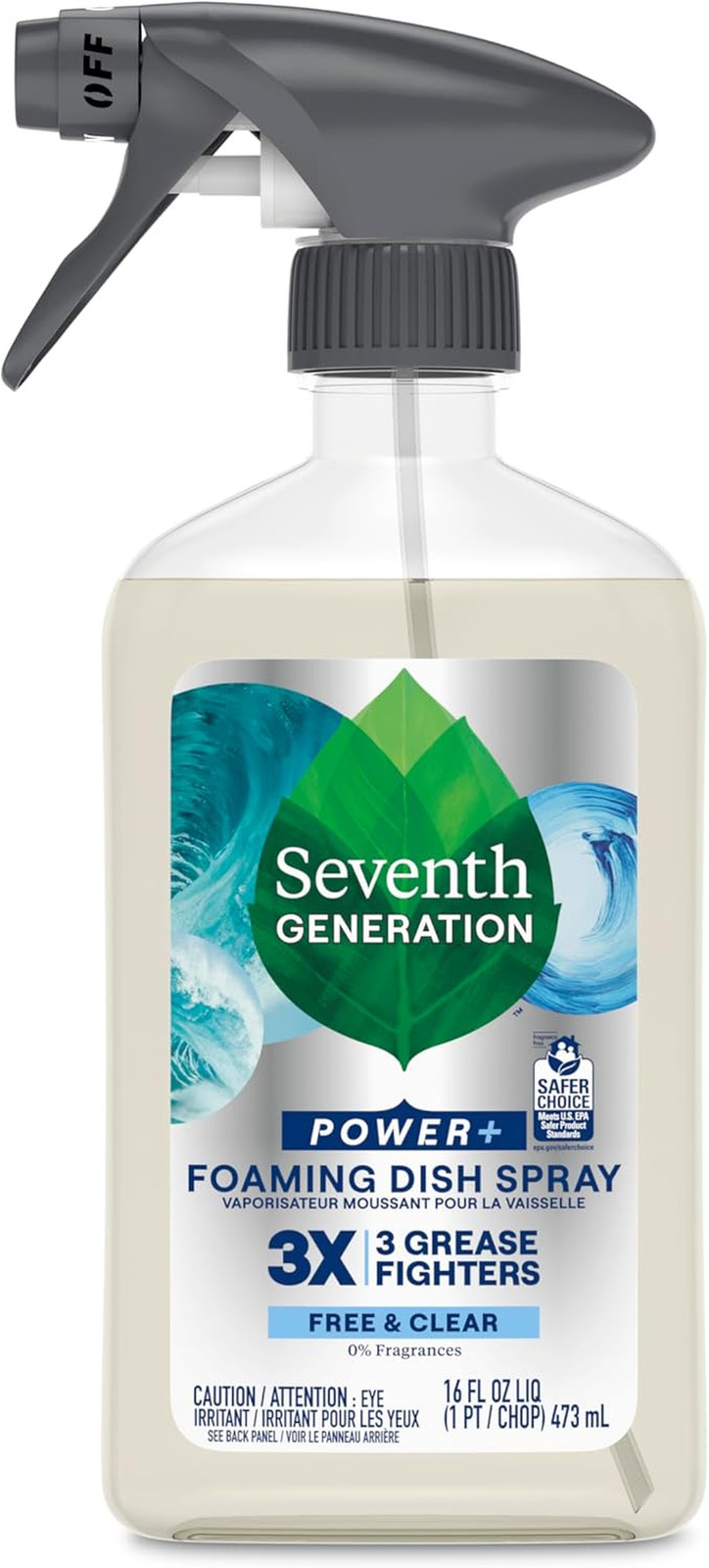 Seventh Generation Power+ Foaming Dish Spray Honey Crisp Apple 16 oz Single