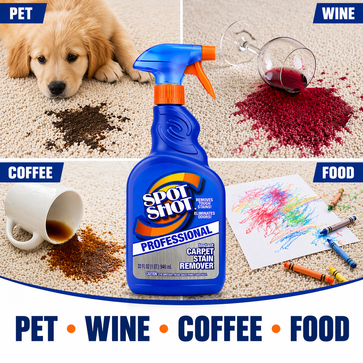 Spot Shot Carpet Stain Remover 32 oz Spray Odor Eliminator 1 3 12 Bottles