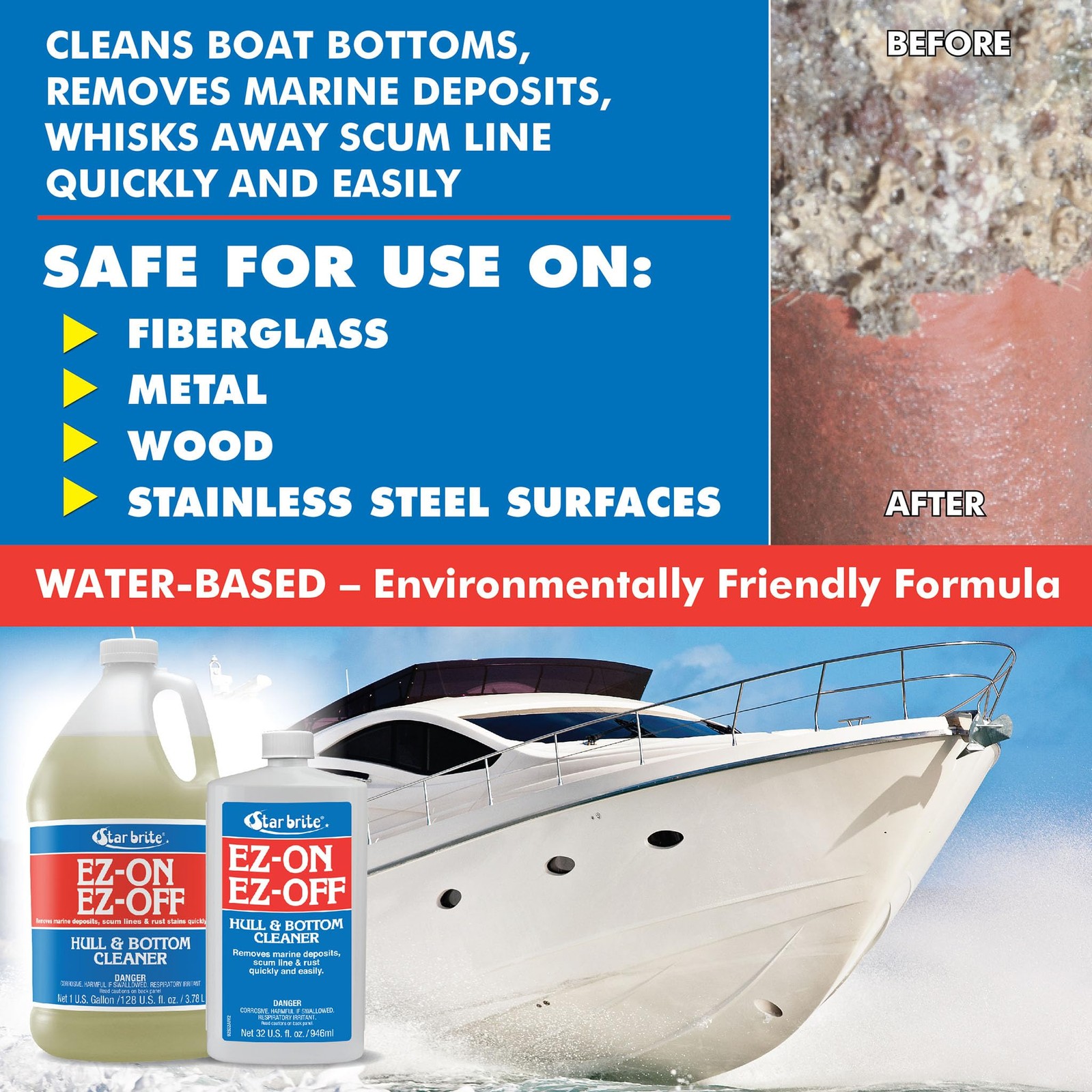 STAR BRITE EZ-ON EZ-Off Boat Hull & Bottom 32 Fl Oz (Pack of 1), Clear