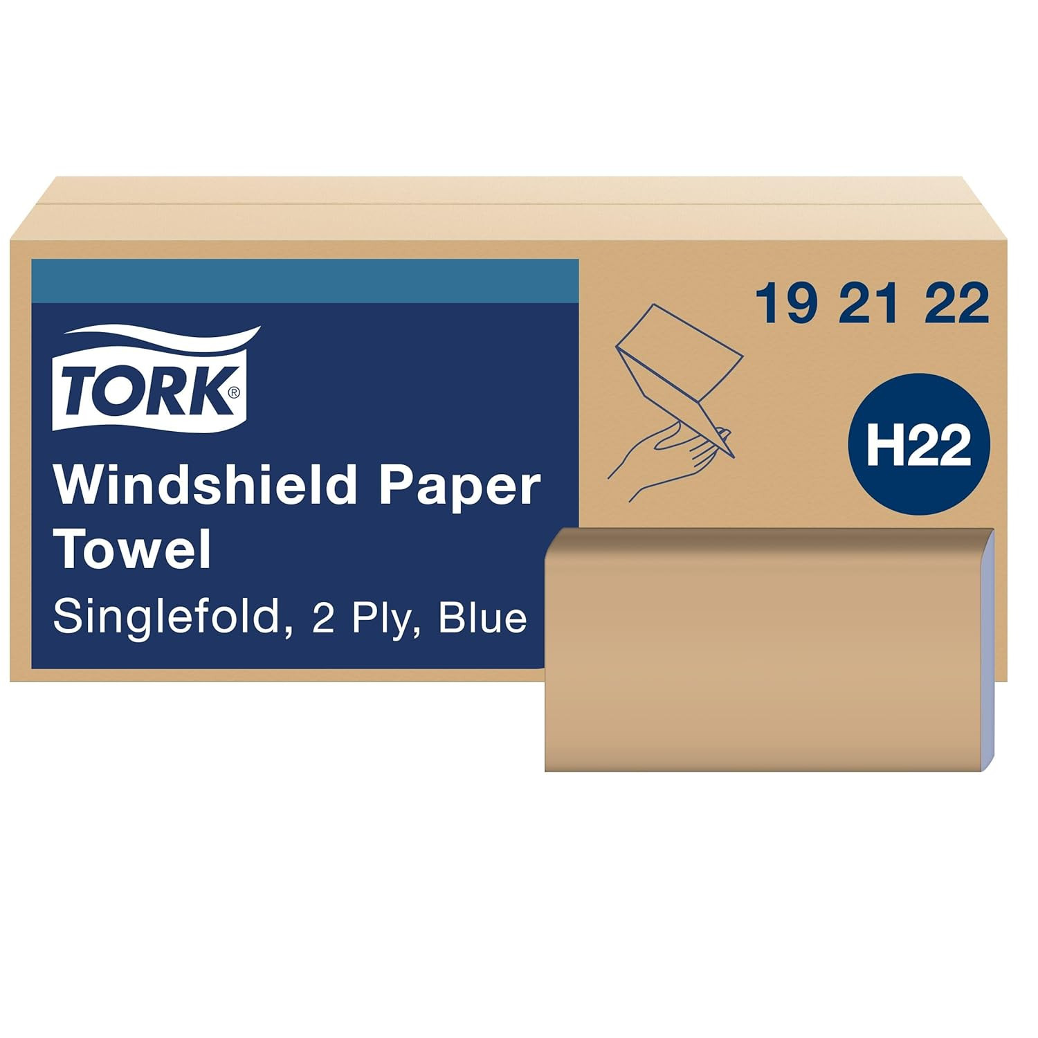 Folded Windshield Paper Towel Blue H22, Extra Absorbent, 16 X 140 Towels, 192122