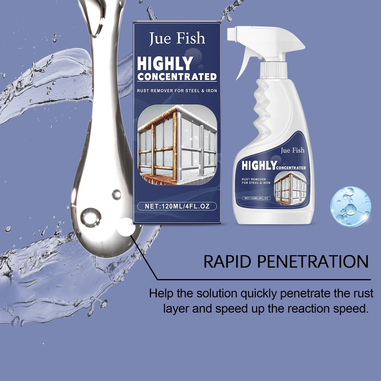 Industrial Rust Remover 120ml Highly Concentrated Fast Acting Steel Iron Cleaner