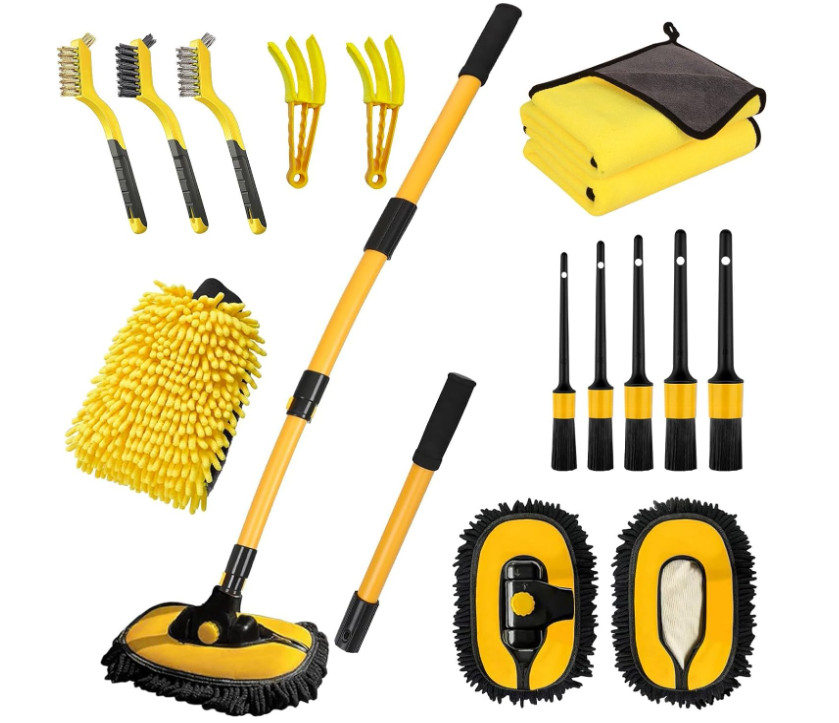 Cepillo lavado coche 55″ mango largo telescópico mop limpieza autos RV barco