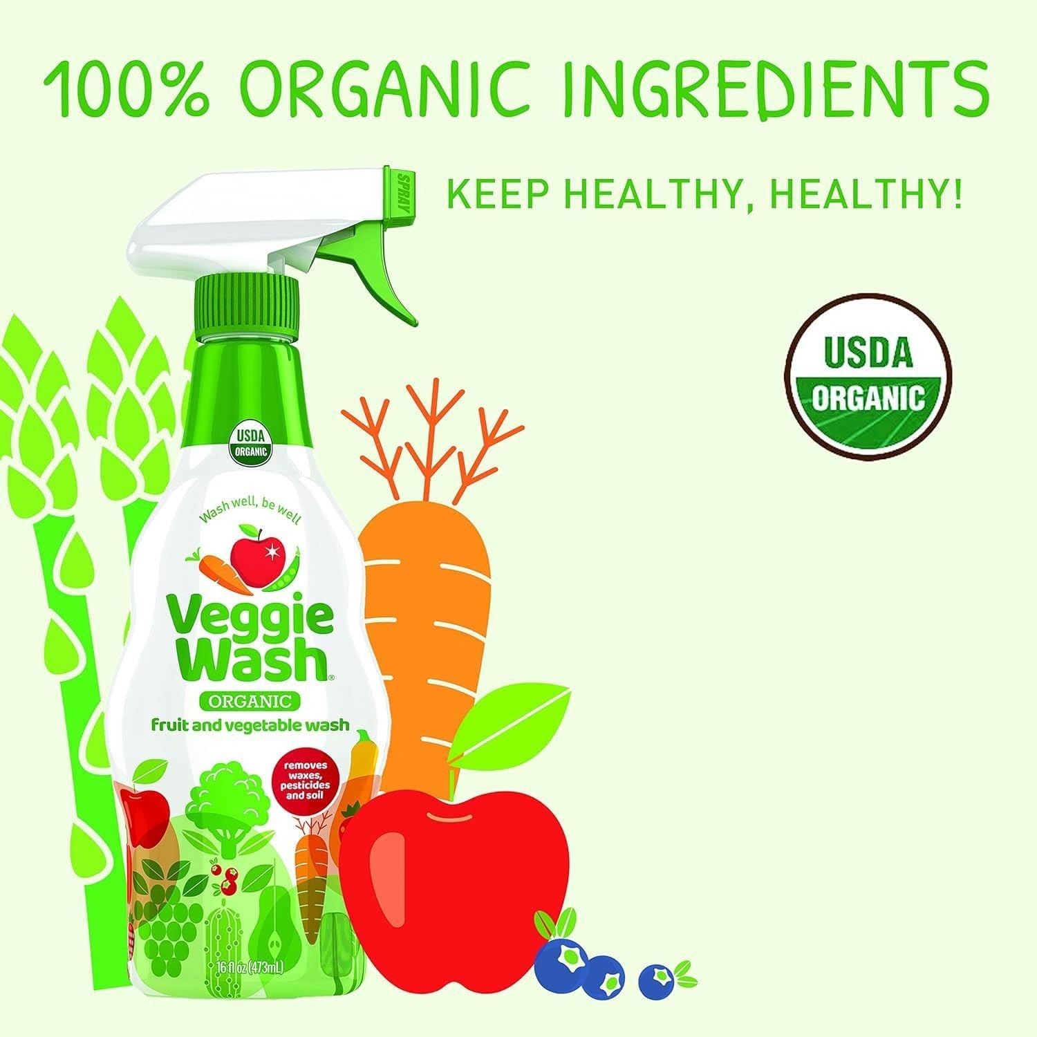 Organic Vegetable and Fruit Wash 32 Fl Oz USDA Organic Natural Cleaner