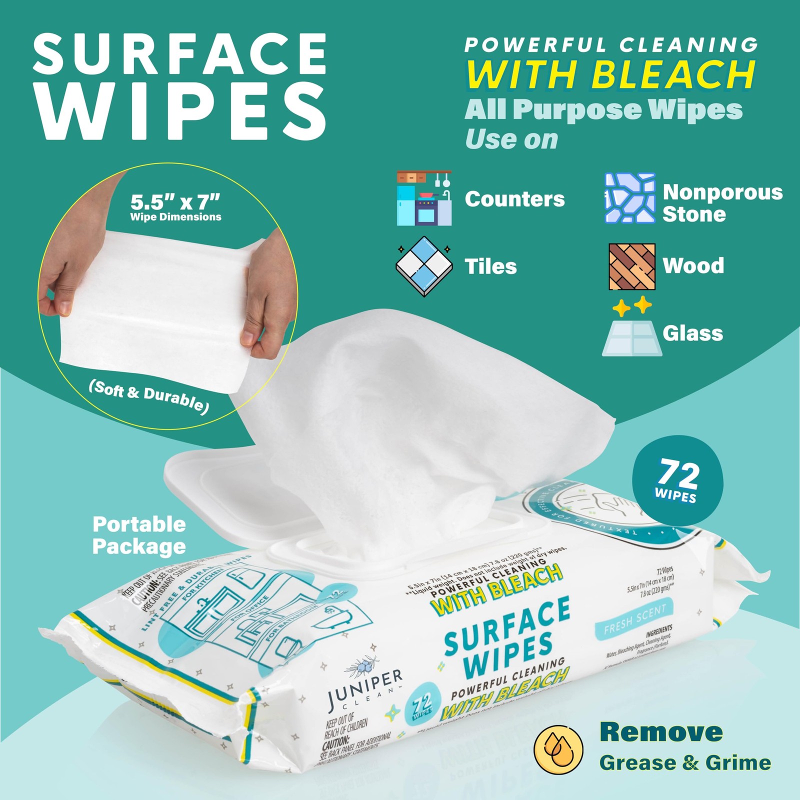 3 Pack Surface Cleaning Wipes with Bleach, All-Purpose Cleaner for Bathroom, …