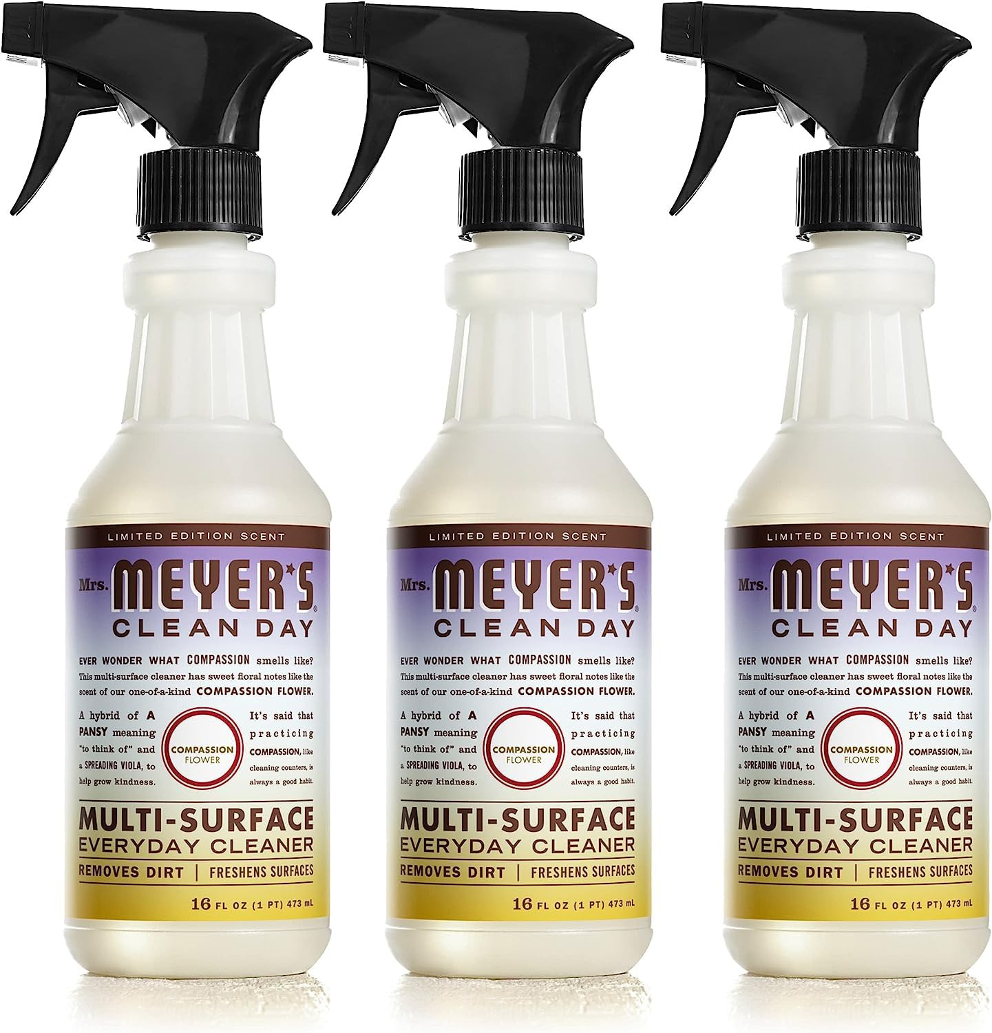 3 Pack Mrs. Meyer’s Clean Day All-Purpose Cleaner Spray, Compassion Flower, 16oz