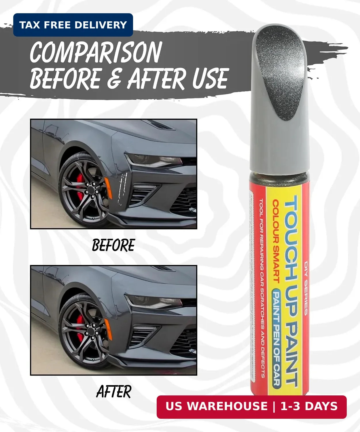 Pure Gray Touch Up Paint Universal Color Match for All Car Models Repair Pen
