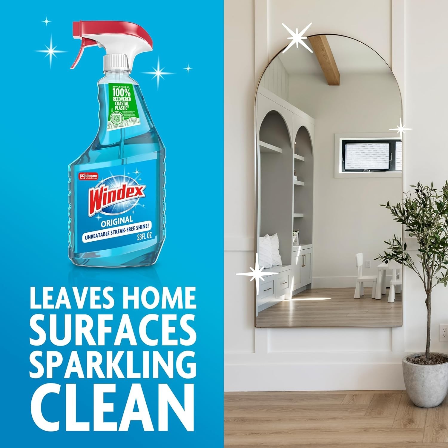 Windex Glass and Window Cleaner Spray Bottle, Original Blue Scent, 23 Fl Oz