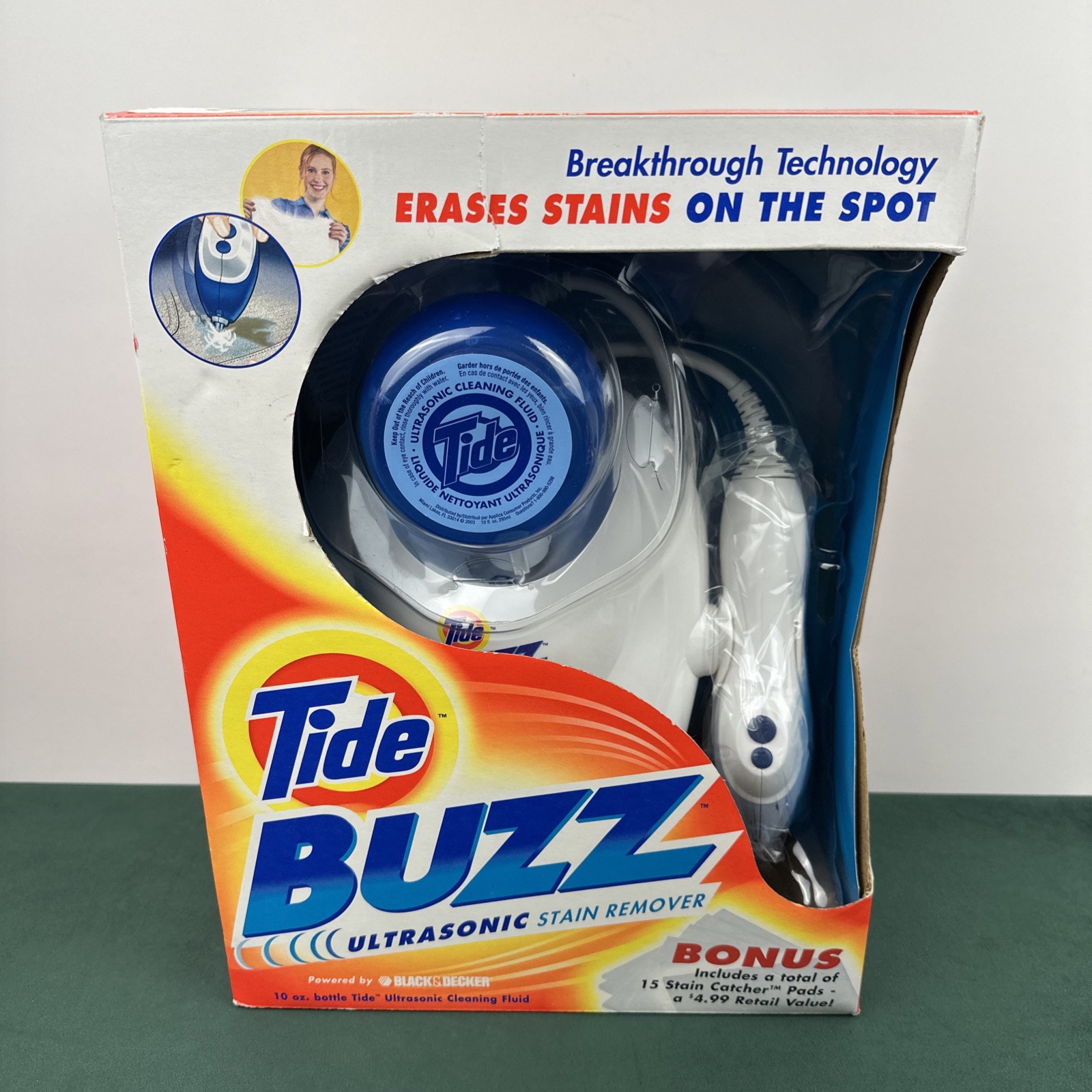 NEW BLACK+DECKER Tide Buzz Ultrasonic Stain Remover +NEW Refill Pack Bottle Pads