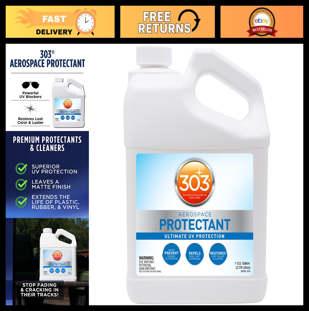 Aerospace Protectant Spray 1 Gallon – UV Protection, Dust & Dirt Repellent, Matt
