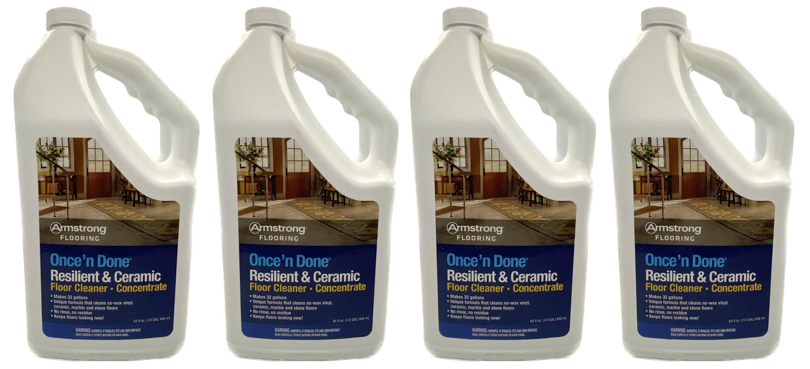 Lot of 4 Armstrong Once ‘n Done Resilient & Ceramic Floor Clean 64oz Concentrate