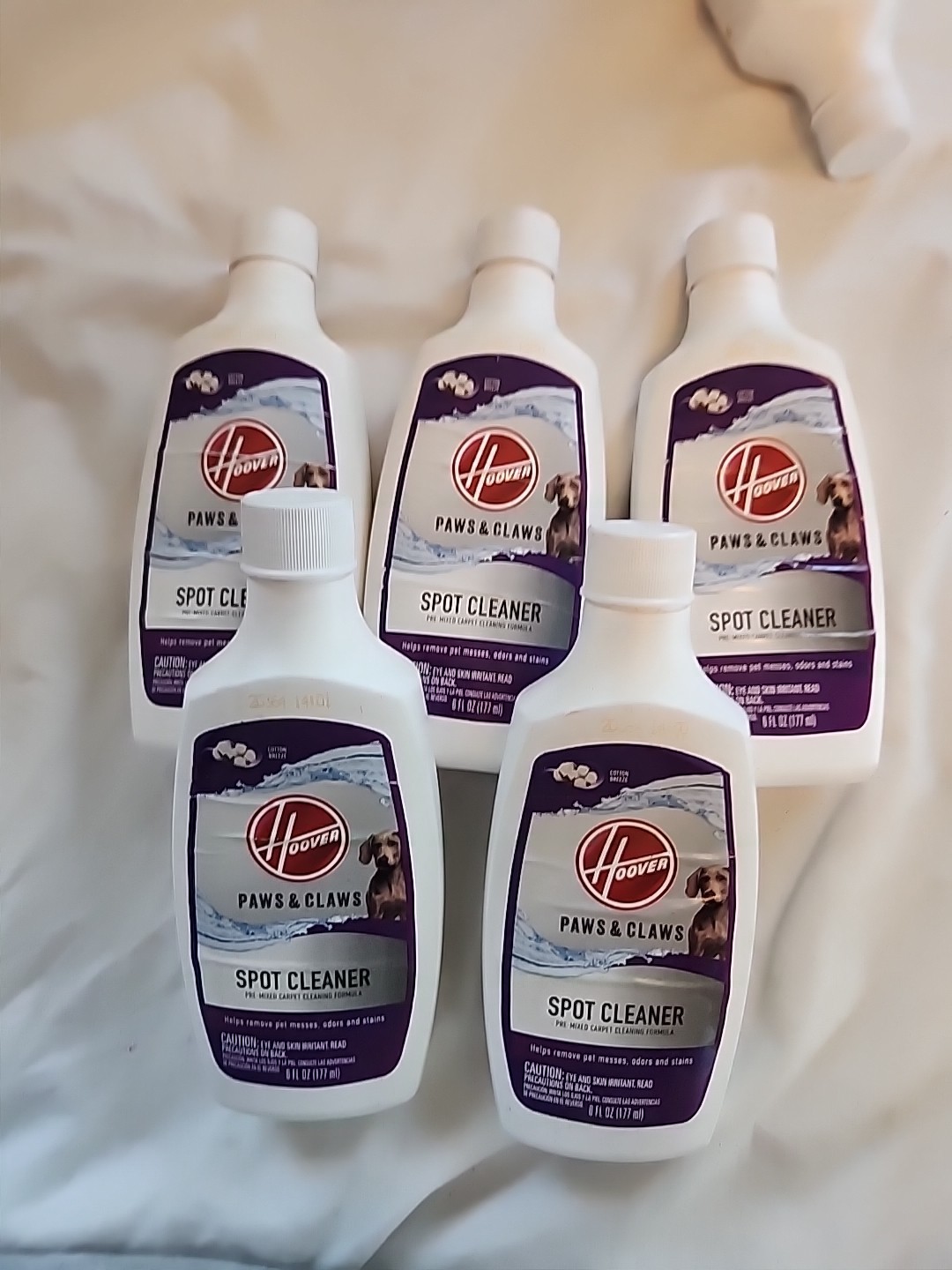 5 – 6oz Bottles of Hoover Paws and Claws Spot Cleaner Carpet Cleaning Formula