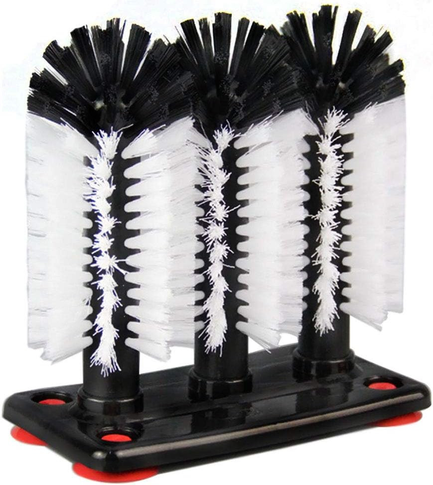 Water Bottle Cleaning Brush 3-Head Bristle with Suction Base for Kitchen Tools