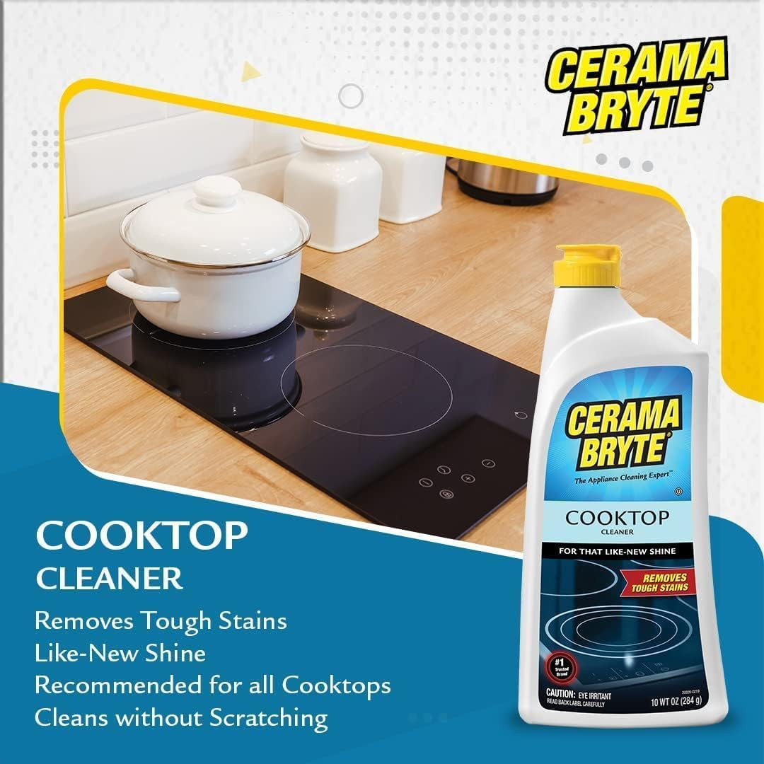 Cerama Bryte Combo Kit Pads & Removes Tough Stains Cooktop and Stove Top Cleaner
