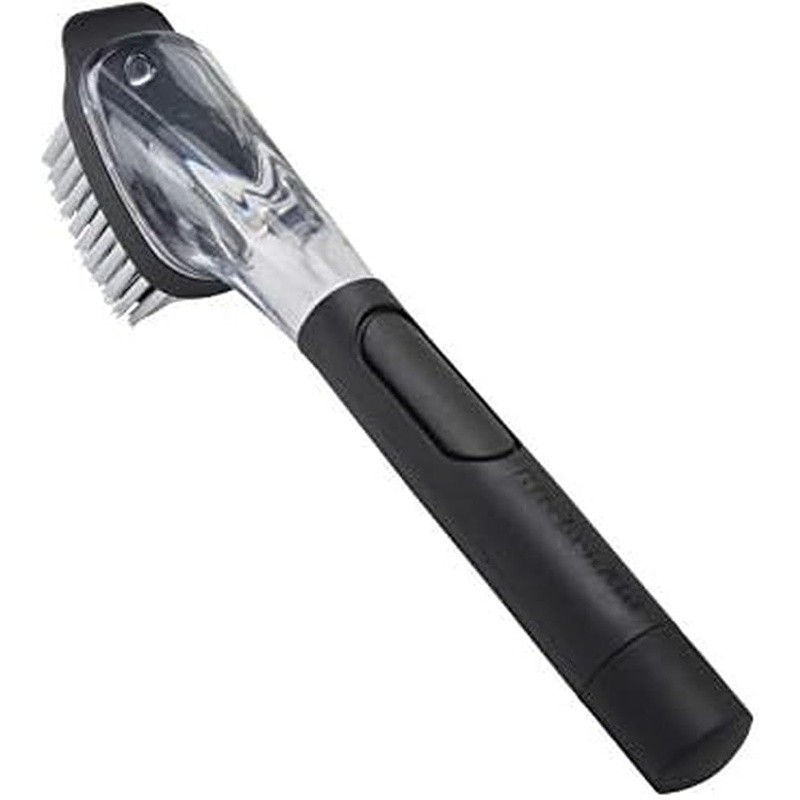 Dishwasher Safe Soap Dispensing Dish Brush W/ Nylon Bristles & Scraper New