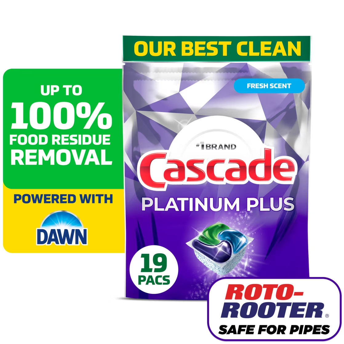 Platinum Plus Dishwasher Pods, Dishwasher Detergent, Dish Detergent Soap, Fresh,