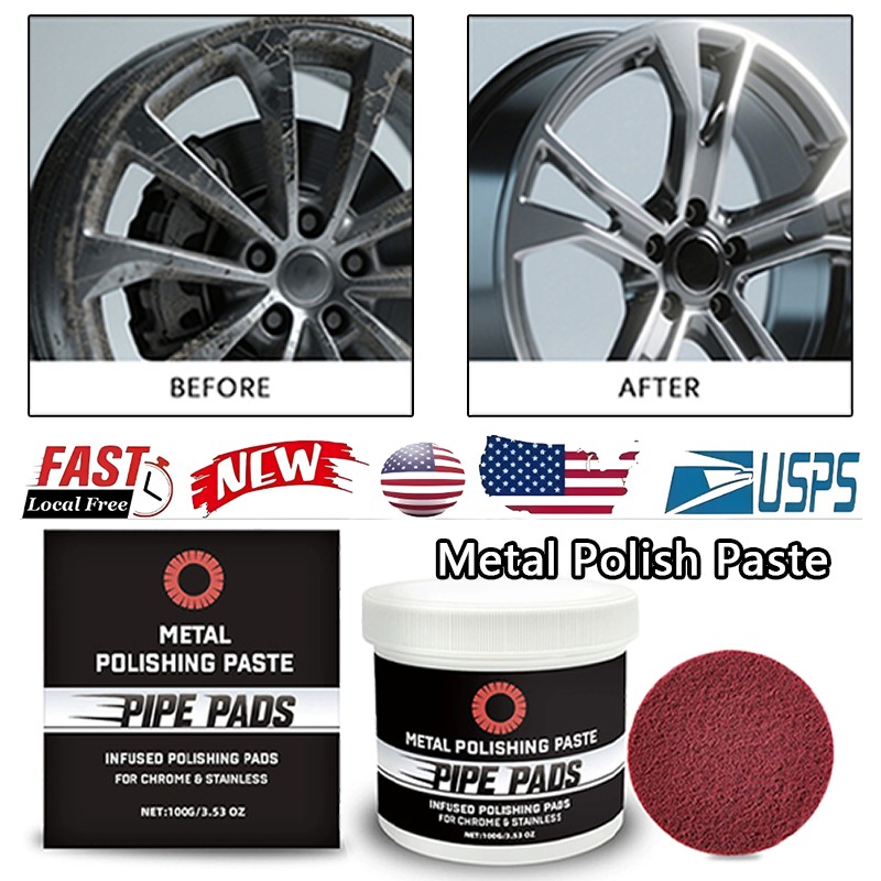 Metal Polish Paste Protectant Scratch Remover Pipe Infused Polishing Pads100g