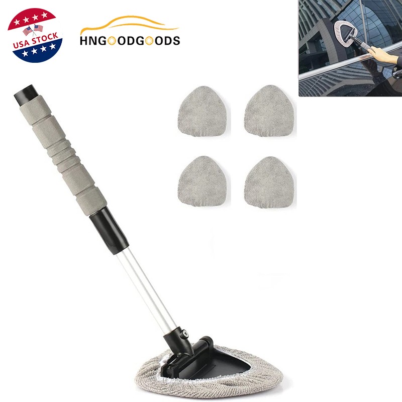 Auto Windshield Cleaning Tool Extendable Window Cleaner Brush Glass Wiper w/ Pad