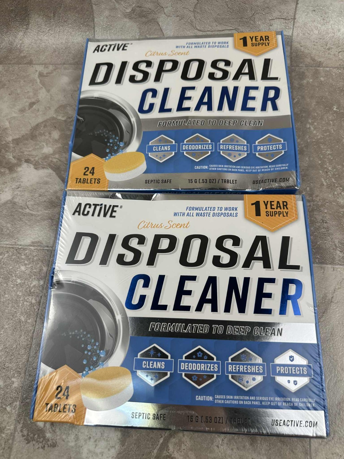 2x Active DISPOSAL Cleaner & Deodorizer 24 Tablets Garbage Disposal Sink