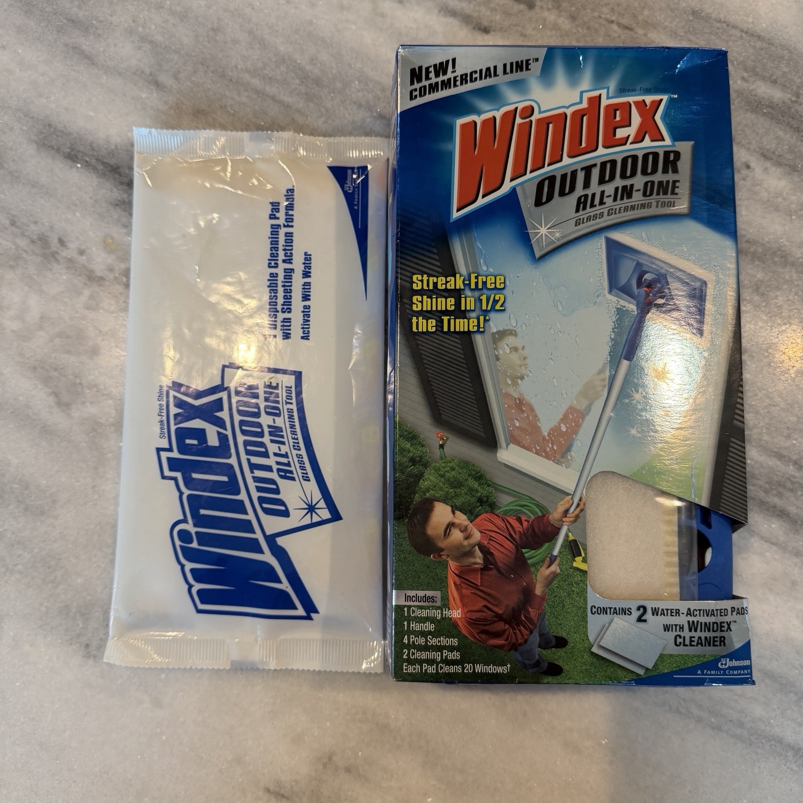Windex Outdoor All-in-One Window Glass Cleaning Starter Tool Kit & 1 Refill Pad