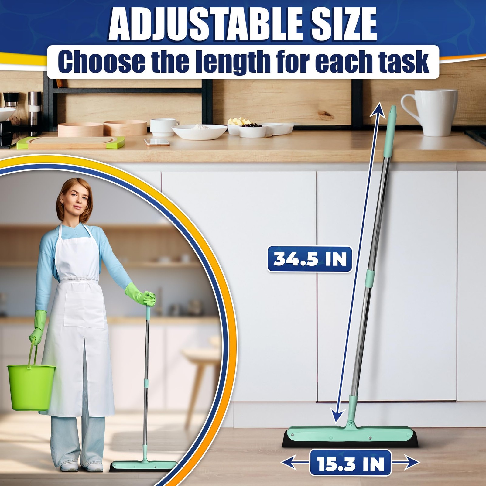 Floor Squeegee – 34.5″ Telescoping Squeegee for Window Cleaning with Durable …
