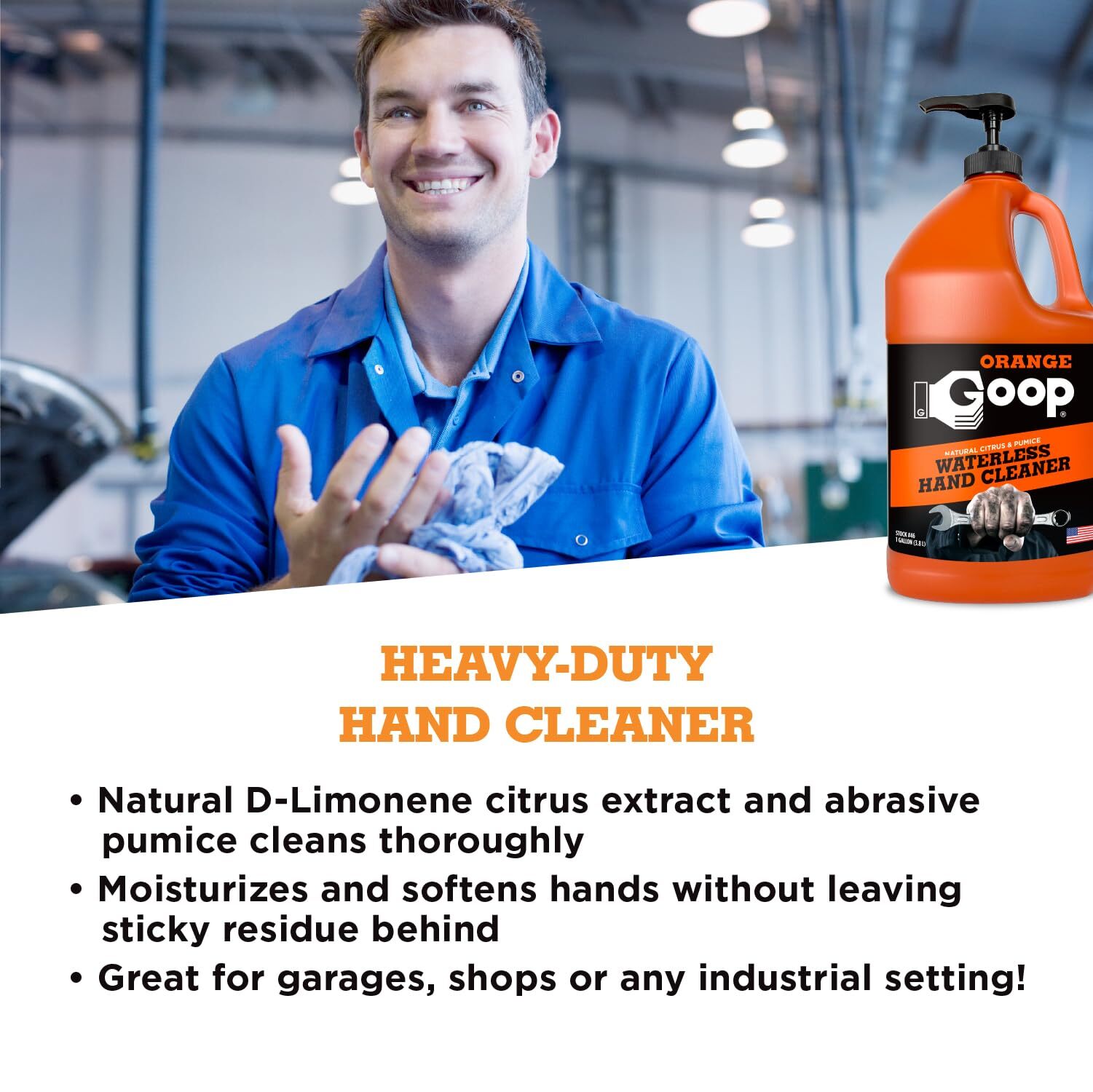 Orange Goop Hand Cleaner Liquid with Pumice 128 Fl Oz Citrus Cleaning Agent