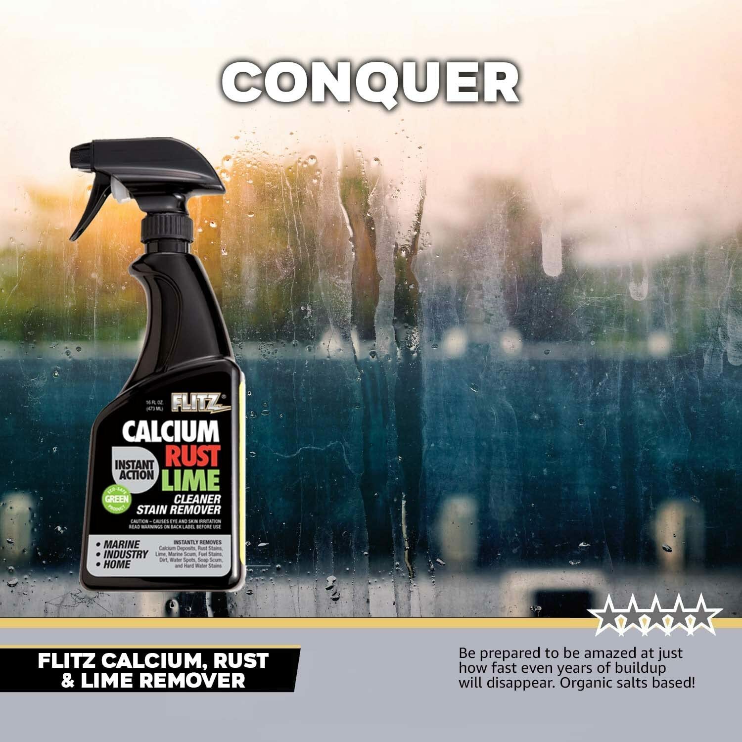 FLITZ Instant Calcium Lime and Rust Remover 16oz/473ml CR 01606 (SEE VIDEO)