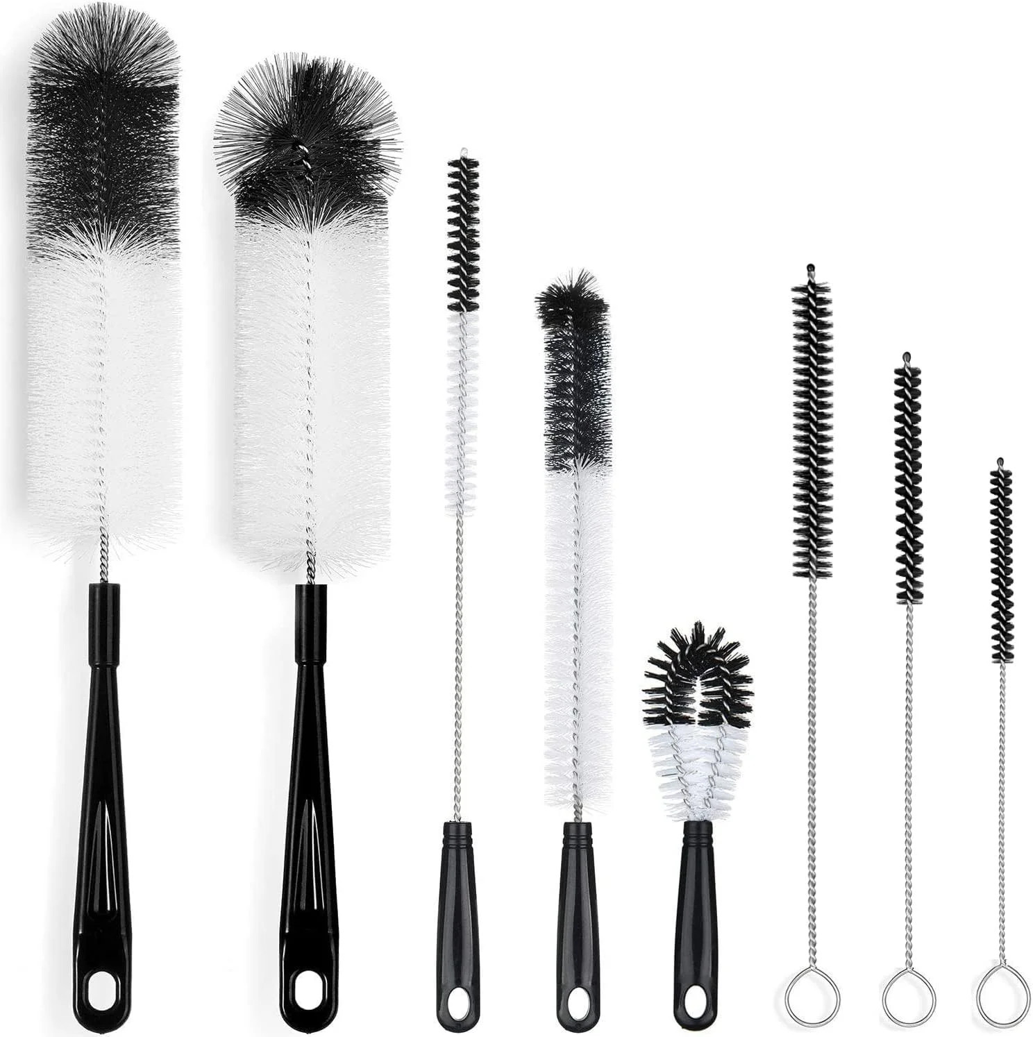 ALINK 8-Pack Bottle Cleaning Brush Set – Long Handle Black Bottle Cleaner for Wa