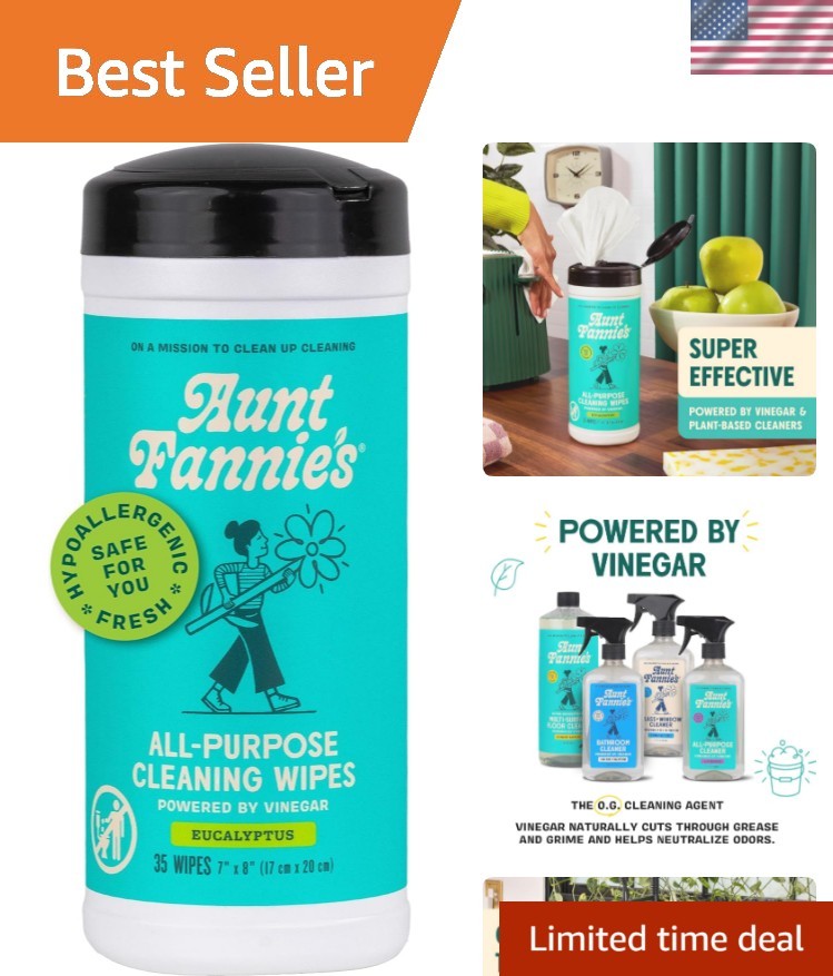 Eucalyptus-Scented Biodegradable Vinegar Wipes – 35 Sheets for Natural Cleaning