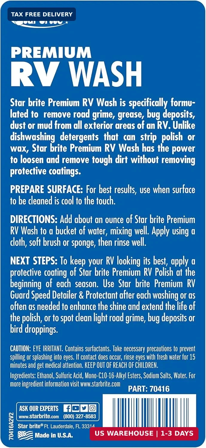 STAR BRITE Premium RV Wash – Ultimate RV Exterior Cleaner for Road Grime & More