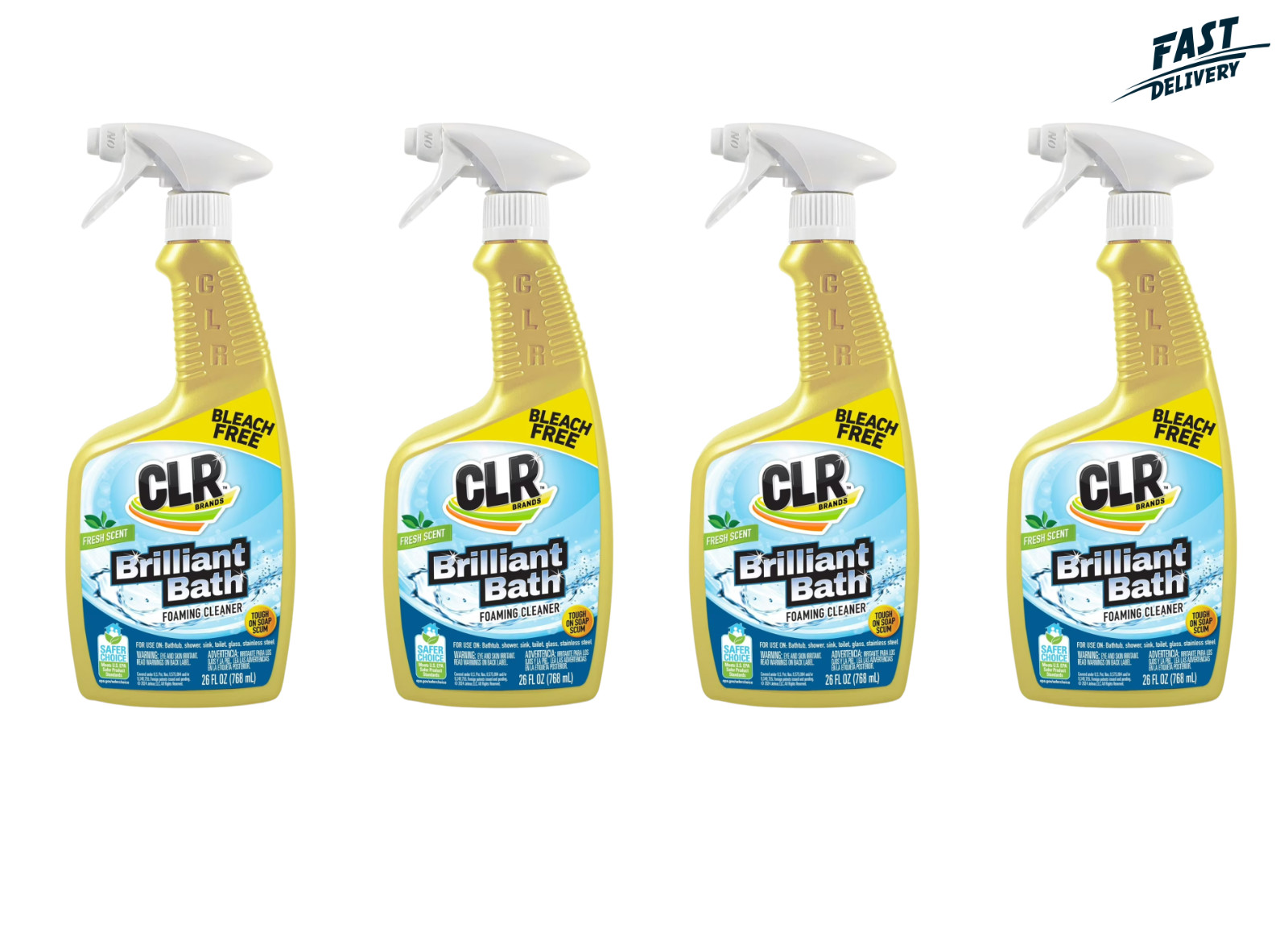 CLR Brilliant Bath Foaming Multi-Surface Cleaner, Fresh Scent, (4 Pack)