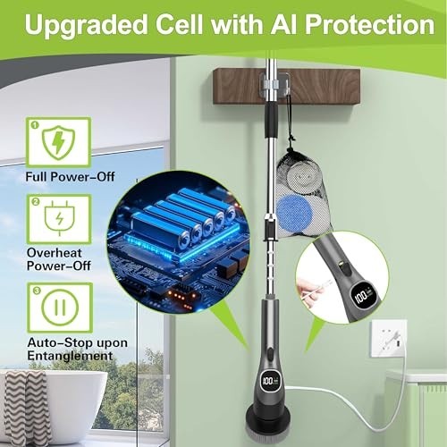 10-in-1 Electric Spin Scrubber – Waterproof Shower Cleaner Brush, 2-Speed, Retra