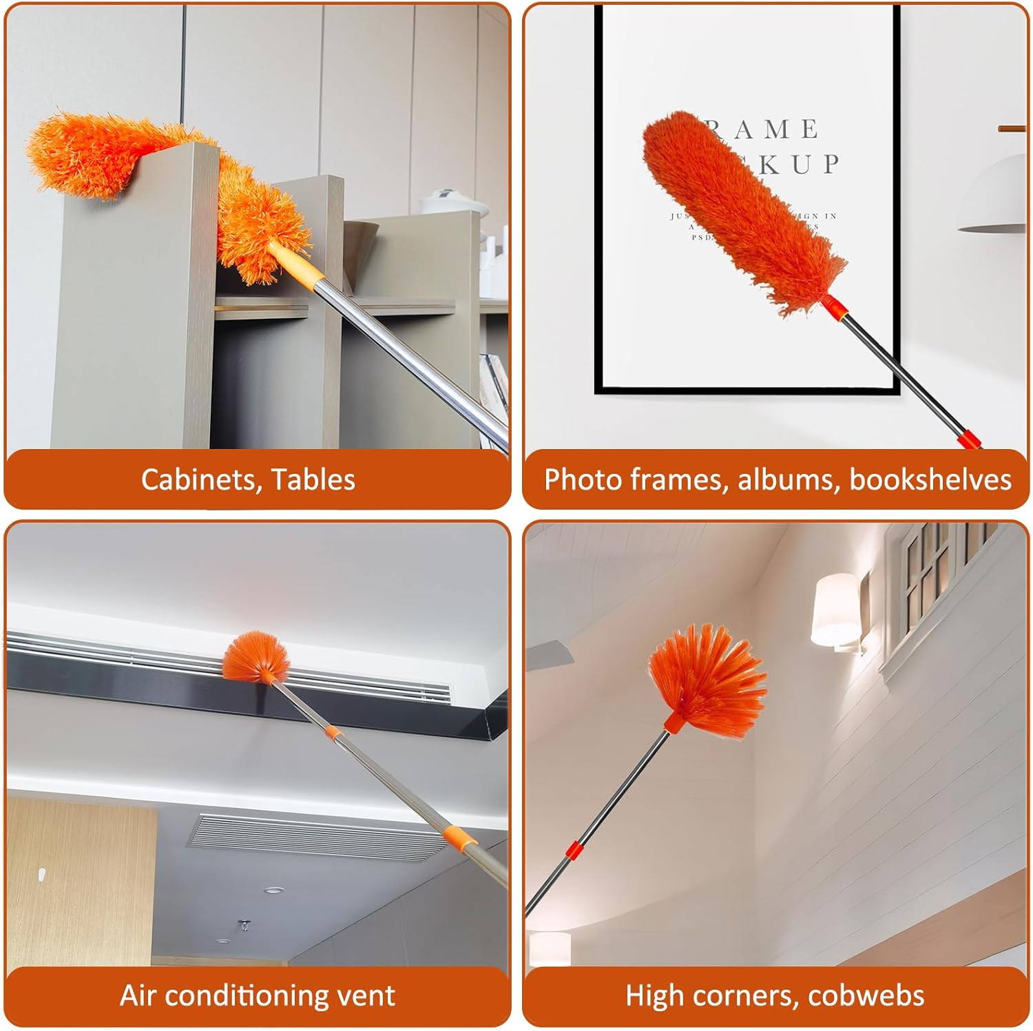 20 Feet High Reach Duster Kit with 2-14 Ft Extension Pole, Cobweb & Corner