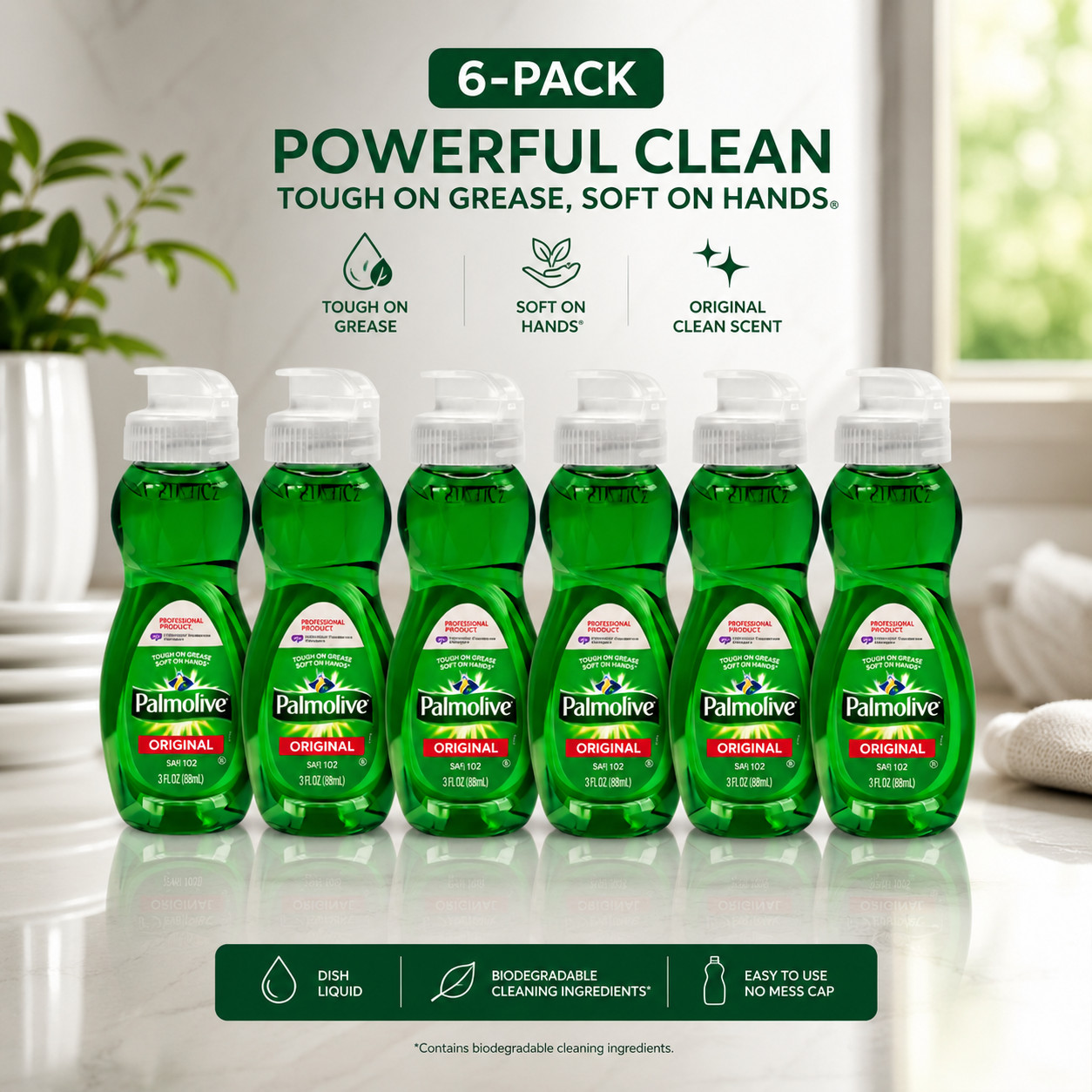 Palmolive Original Dish Soap 3 Oz 6 Pack Kitchen Grease Fighter Liquid Cleaner