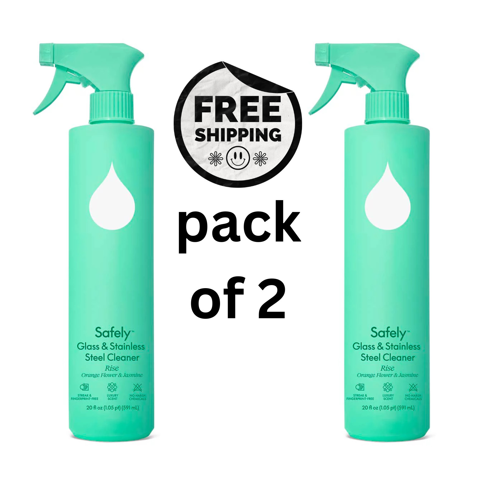 Safely Glass & Stainless Steel Cleaner – Rise 20 oz (pack of 2)