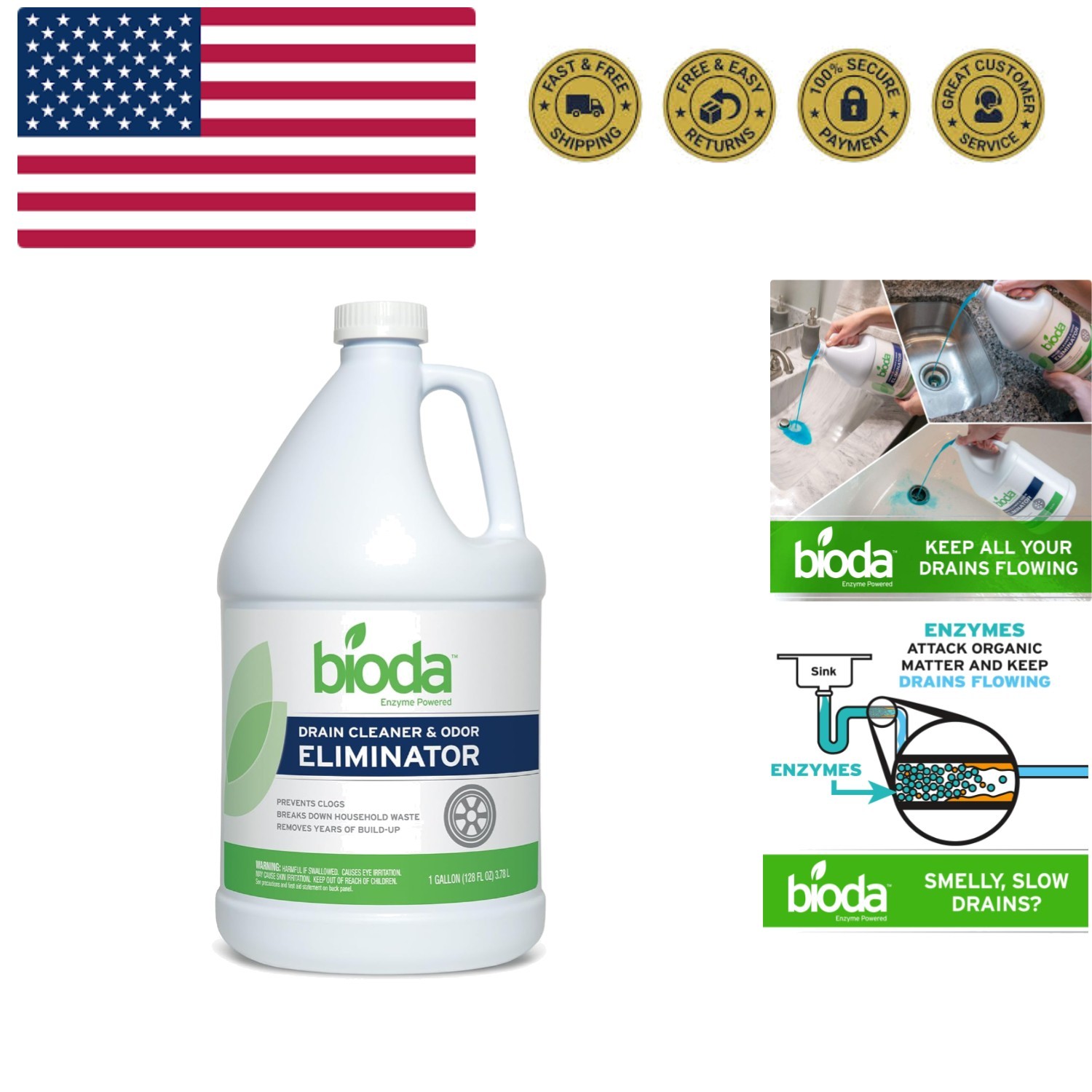 Professional Strength Enzyme Drain Cleaner, Septic Safe Drain Odor Eliminator…