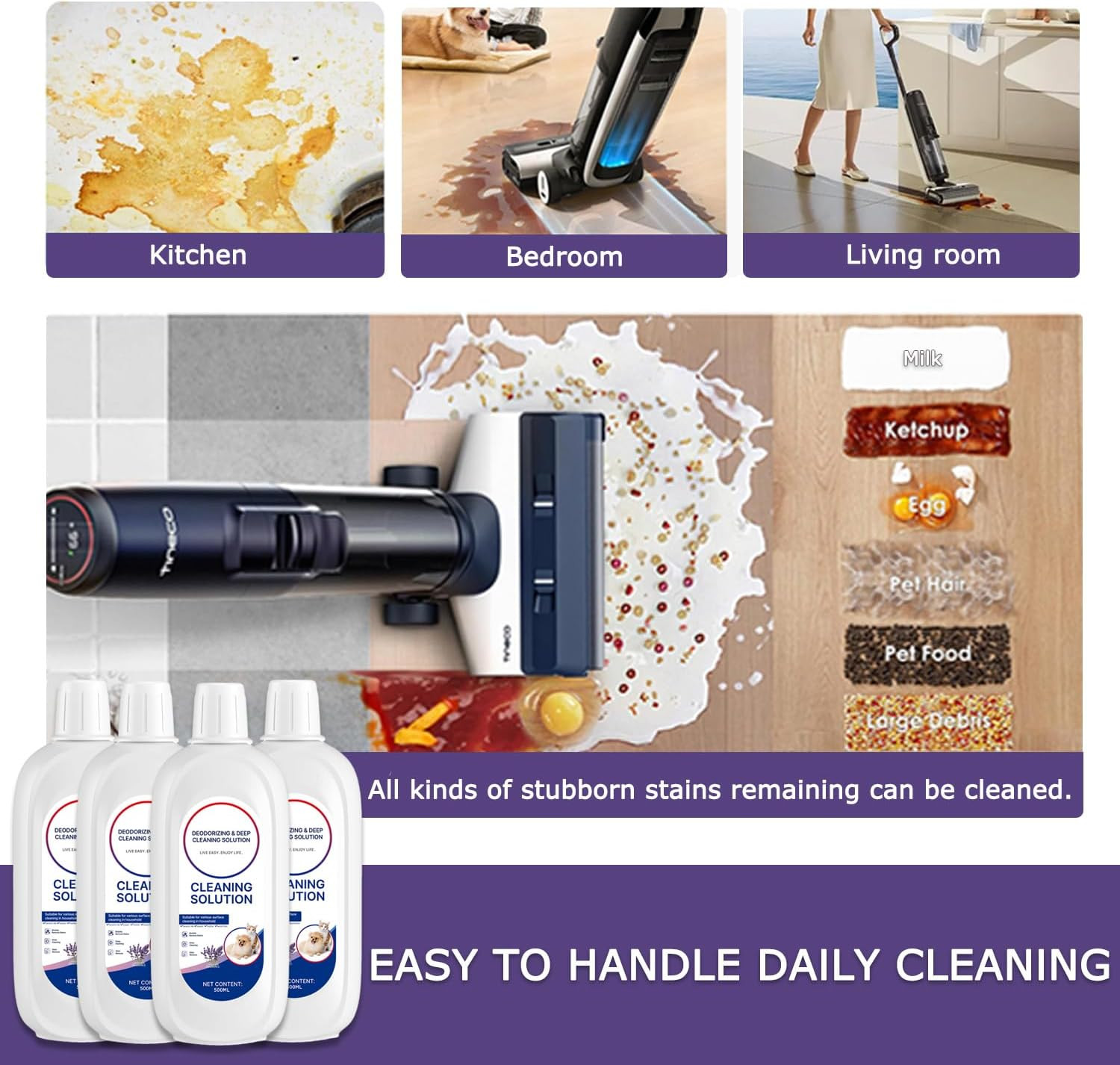 Floor Cleaner Lavender Scent Compatible with Tineco Cleaning Solution Refill, De
