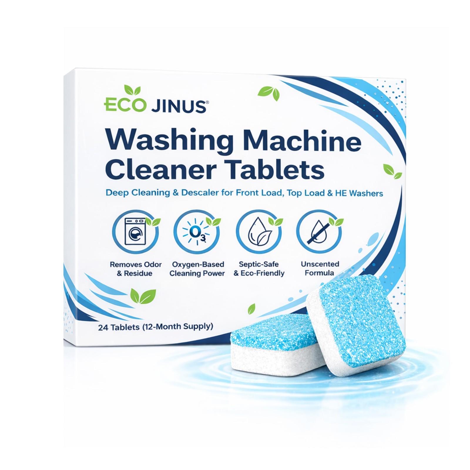 Washing Machine Cleaning Tablets Washer Cleaner & Descaler, 24 Count (12-Mont…