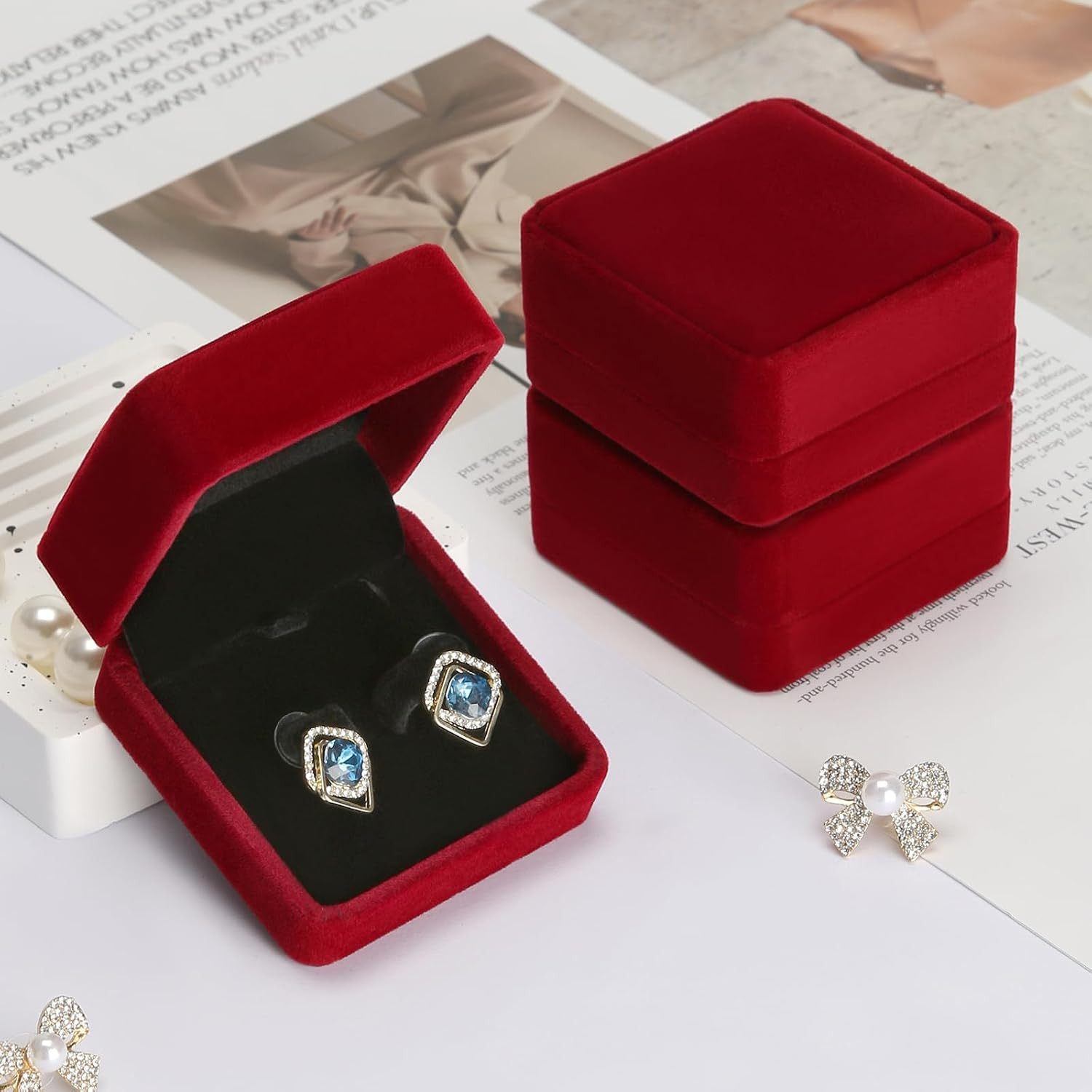 6-Piece Classic Velvet Jewelry Earring Gift Box – Stud Earring, Necklace