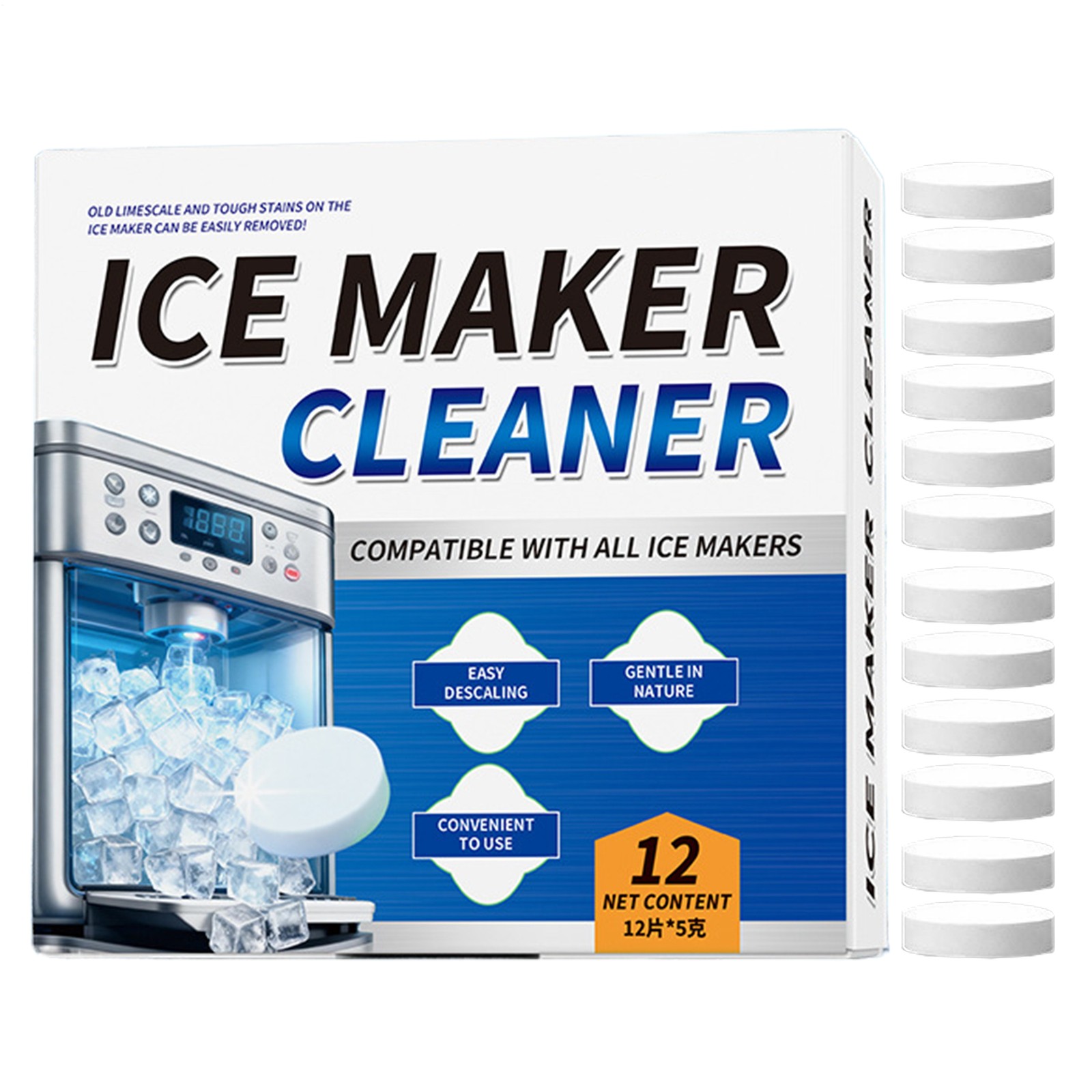 Ice Machine Cleaner Maker Descaler 12 Pieces ACTIVE Clean Deodorizing Tablets/
