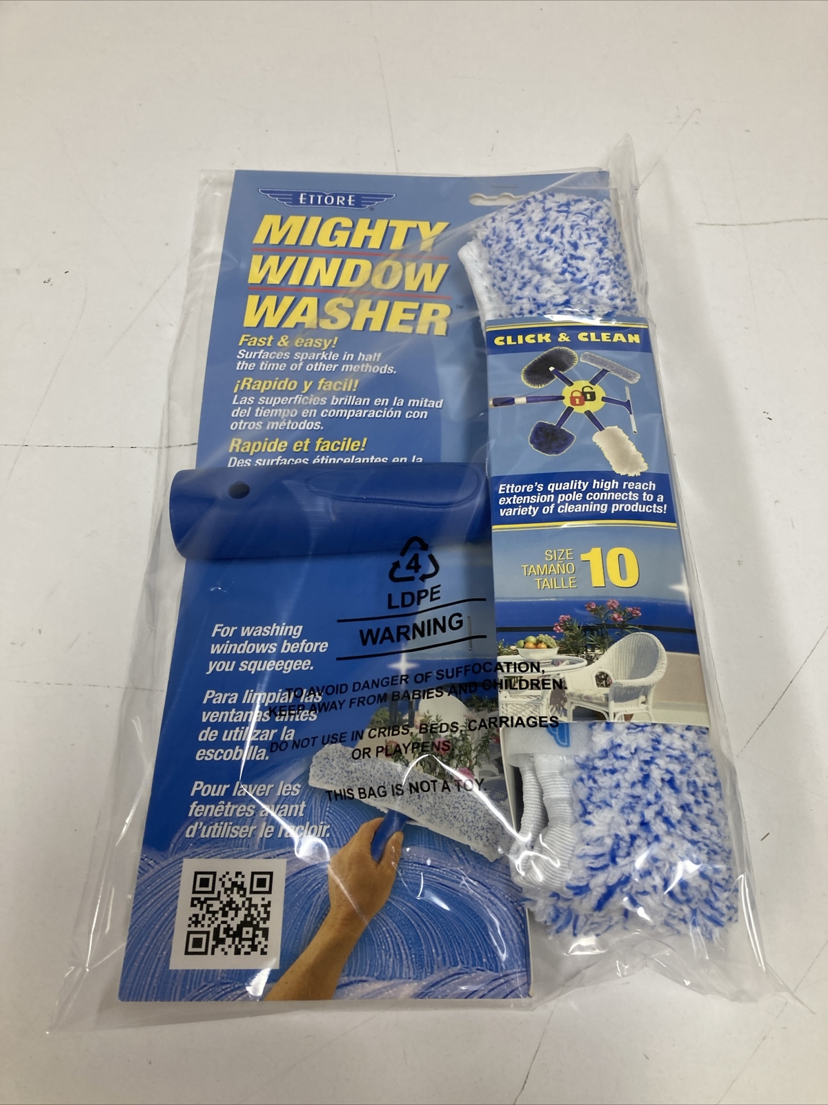 New Ettore Mighty Window Washer 10 in. Plastic Window Squeegee