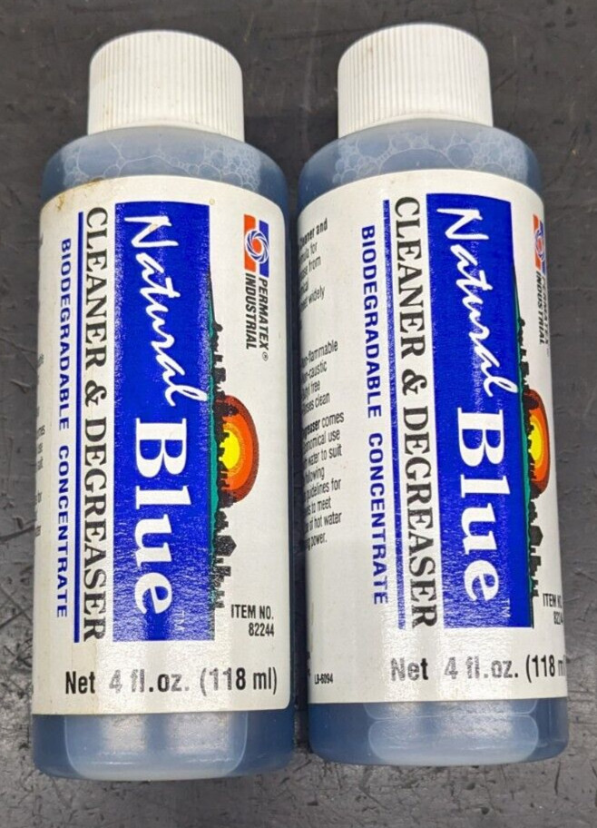 2 Permatex Natural Blue Cleaner & Degreaser Bottles 4 Fl Oz Each 82244 NEW USA