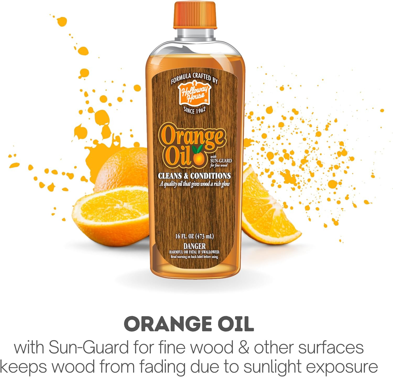 Orange Oil Cleaner 16Oz, 6Pk W/Sun-Guard for Fine Wood | Cleans & Conditions | R