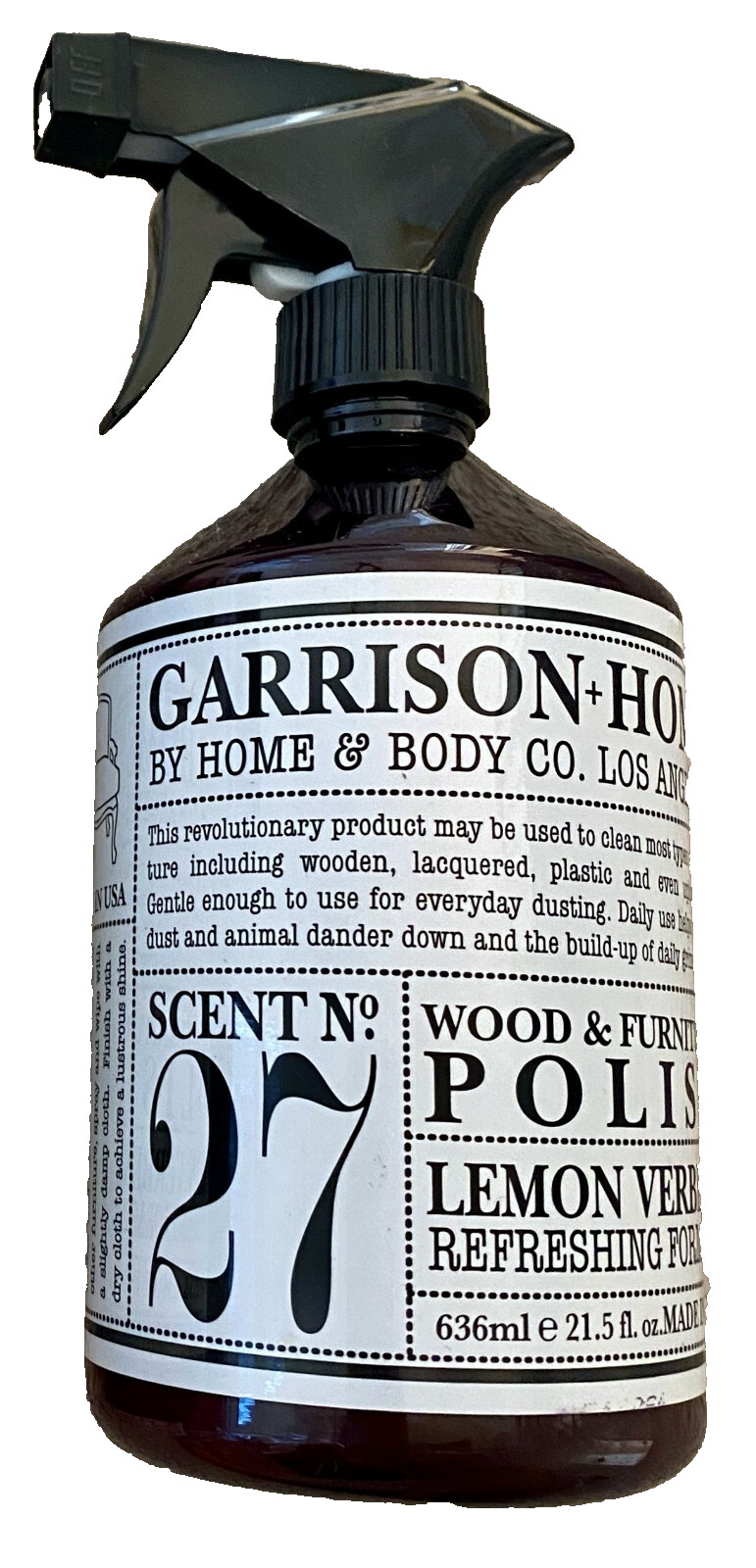 NEW Garrison Home & Body Company Wood Furniture Polish Spray Lemon Verbena 21oz
