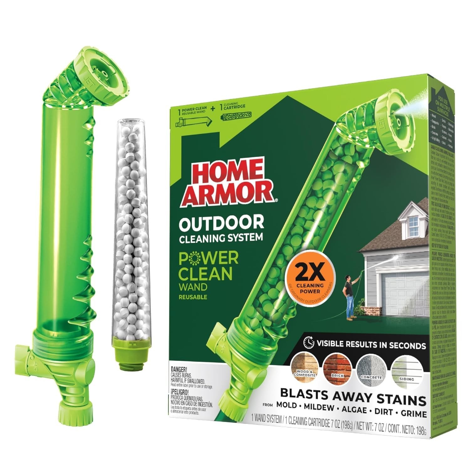 Home Armor Power Clean Wand Outdoor Cleaning System Blasts Mold Mildew Algae