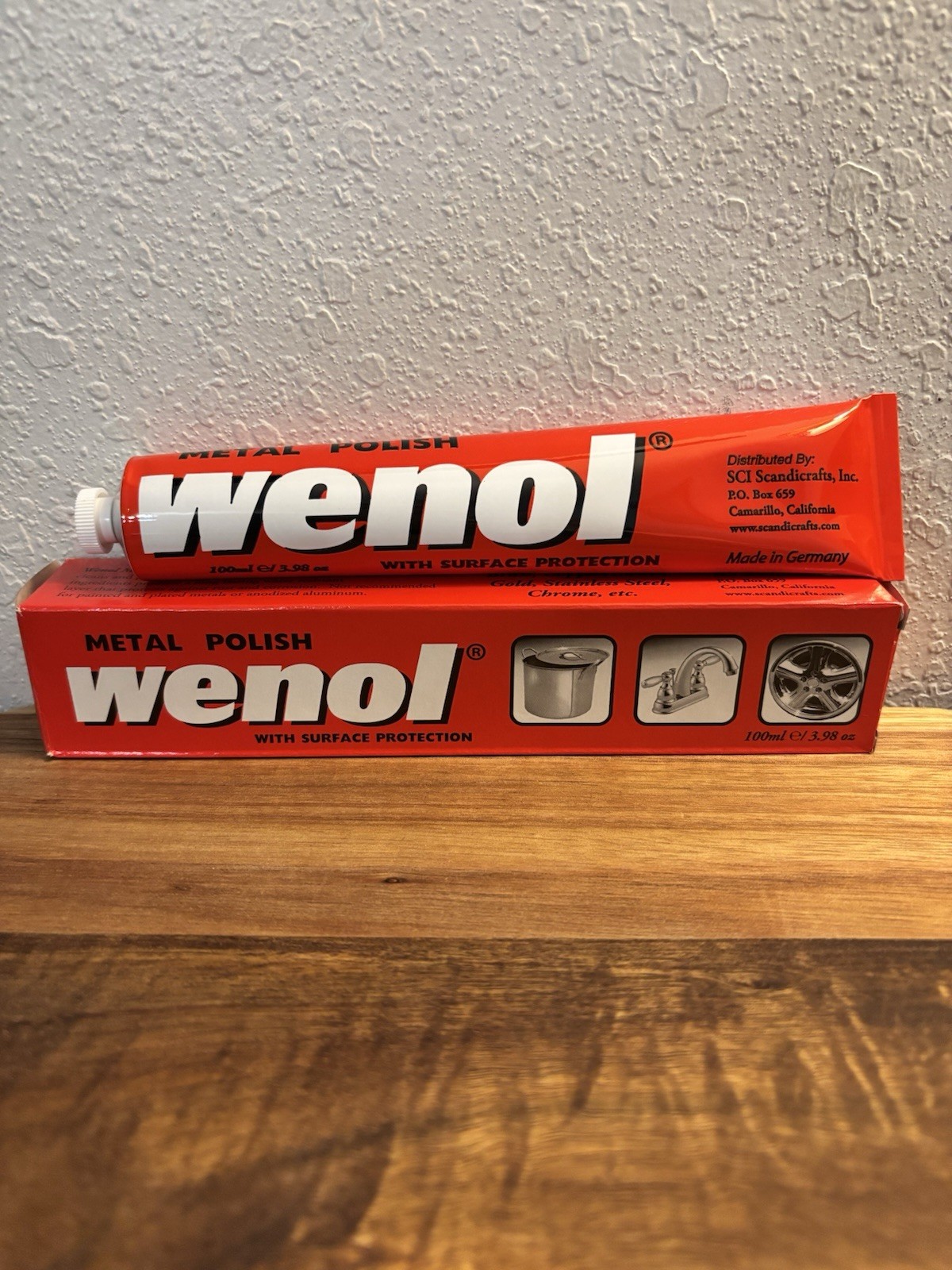 New WENOL Metal Cleaner & Polish With Surface Protection Red Tube 100ml/3.98oz