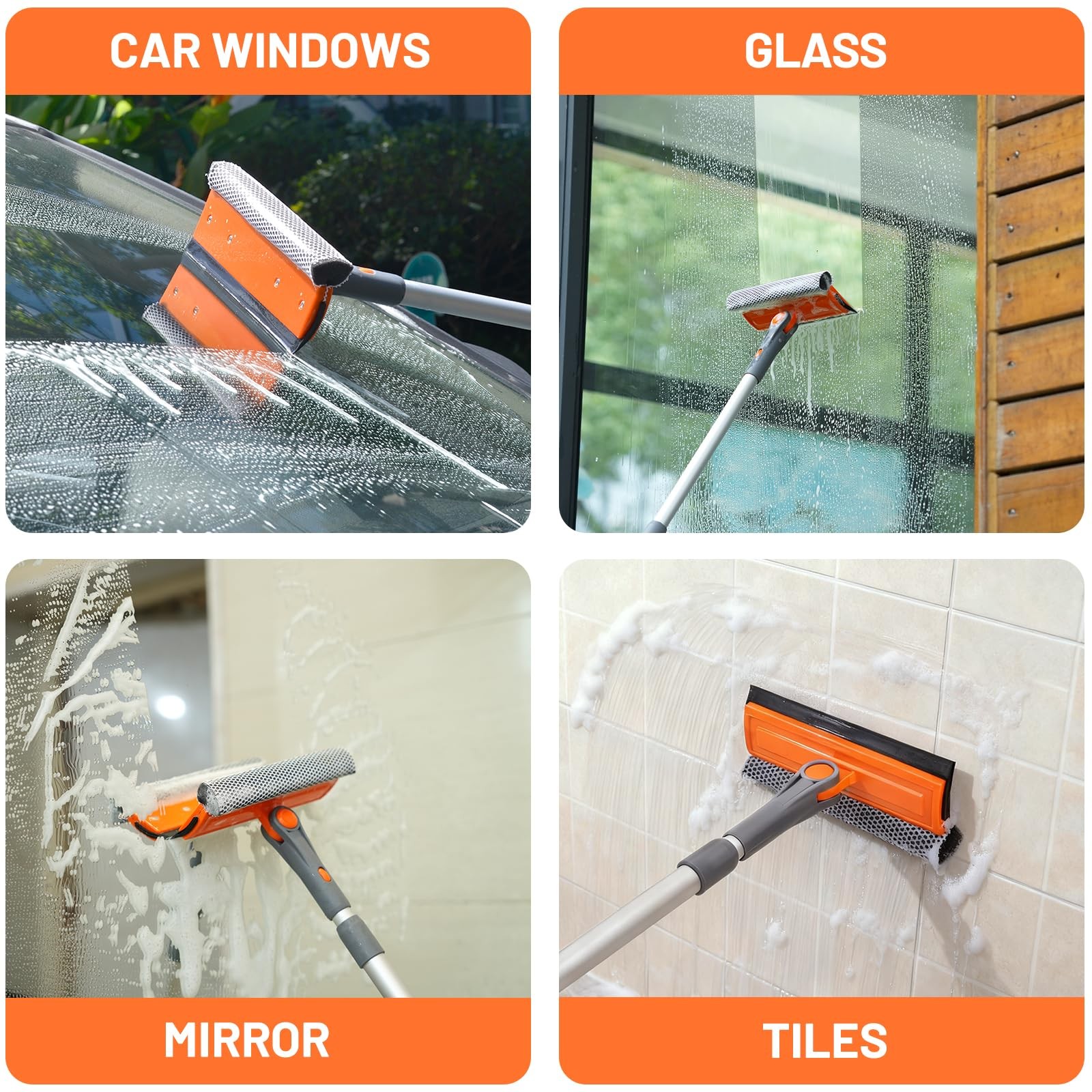 Professional Window Squeegee, 2-in-1 Rotatable Squeegee for Window Cleaning K…
